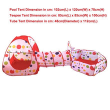 Load image into Gallery viewer, 3 in 1 Set Foldable Large Pool Kids Crawling Tunnel + Play Tents