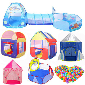 3 in 1 Set Foldable Large Pool Kids Crawling Tunnel + Play Tents